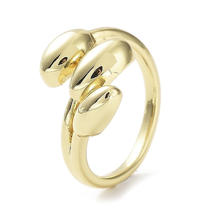 Leaf Rack Plating Brass Cuff Rings, Long-Lasting Plated Open Ring for Women, Lead Free & Cadmium Free