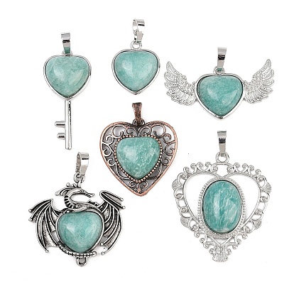 Природные подвески амазонит, латунные драгоценные камни, подвески в виде сердца и дракона, стойки покрытие, долговечный