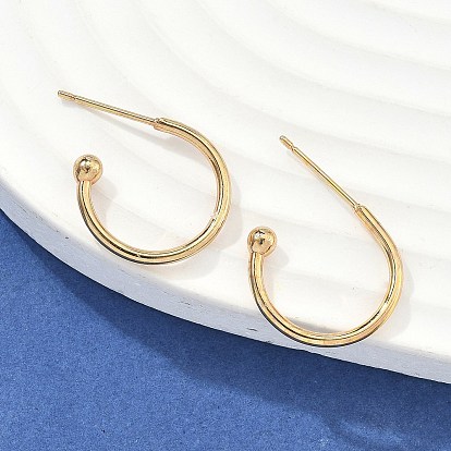 304 С-образные круглые серьги-гвоздики из нержавеющей стали, с 316 хирургическим стержнем из нержавеющей стали