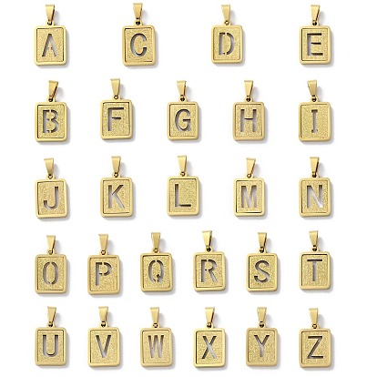 304 из нержавеющей стали алфавита подвески, реальный 18 k позолоченный, прямоугольный шарм