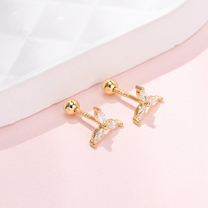 Ветряная мельница 925 серьги-гвоздики из стерлингового серебра с микропаве из прозрачных кубических цирконий