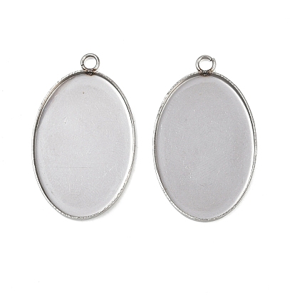 304 Настройки кабошон из нержавеющей стали кулон, чашки безель с краями, овальные