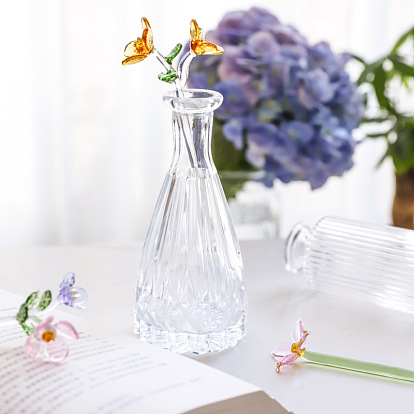 Creative glass vase decoration home living room dried flower arrangement ornaments square vertical pattern transparent vase