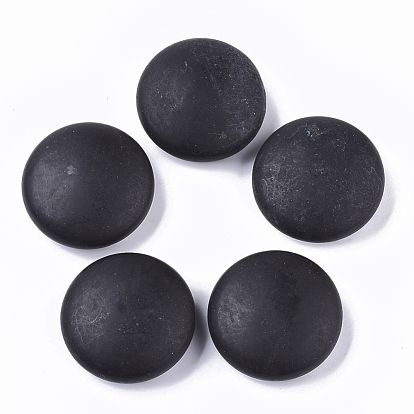 Натуральный черный бисер камень, нет отверстий / незавершенного, плоско-круглые