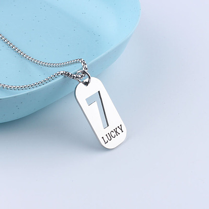 201 Счастливый номер из нержавеющей стали 7 Кулоны-жетон для собак для женщин и мужчин