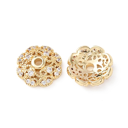 Латунные прозрачные кубические циркониевые колпачки для бусин, цветок