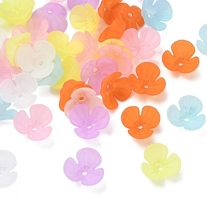 Bouchons de perles acryliques givrées, fleur