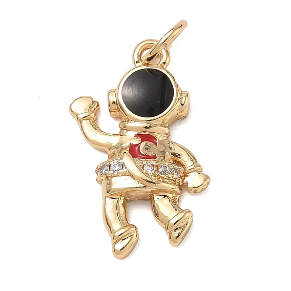 Pendentifs en laiton zircon cubique transparent, avec l'émail, charmes d'astronaute, colorées