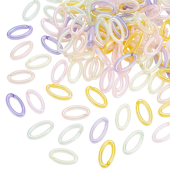 Olycraf Transparent Acrylic Linking Rings, Quick Link Connectors, For Jewelry Chains Making, AB Color Plated, Imitation Gemstone Style, Oval