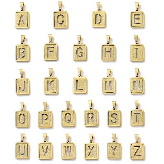 304 из нержавеющей стали алфавита подвески, реальный 18 k позолоченный, прямоугольный шарм