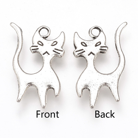 Подвески из сплава в тибетском стиле, мультфильм кошка, без кадмия и без свинца