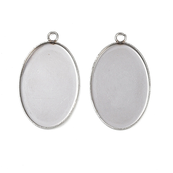 304 Настройки кабошон из нержавеющей стали кулон, чашки безель с краями, овальные