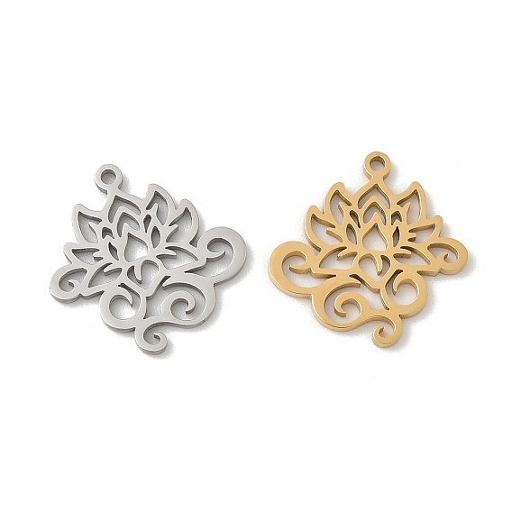 304 подвески из нержавеющей стали, полый, очарование лотоса, лазерная резка