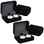 4Pcs Velvet Gift Cufflink Boxes with Hinged Lid and Black Inside, Rectangle