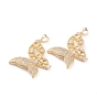 Латунные микропаве прозрачные подвески с фианитом, долговечный, бабочка