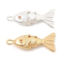 Латунные микропаве прозрачные подвески с фианитом, рыбы прелести