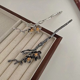 Metal Hairpin with Chinese Style Design - Unique, Elegant, Floral Branch, Hair Accessories.