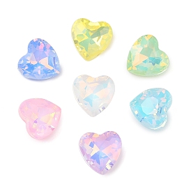 Glass Cabochons, Faceted, Heart