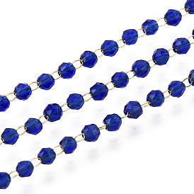 Ручная работа 304 цепочки из нержавеющей стали с гранеными круглыми звеньями, со стеклом, реальный 18 k позолоченный, пайки, с катушкой