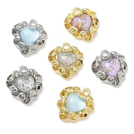 Alloy Resin Pendants, Heart Charm, Rack Plating, Cadmium Free & Nickel Free & Lead Free