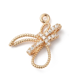 Brass Micro Pave Clear Cubic Zirconia Pendants, Knot Charm