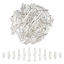 120Pcs 6 Style Brass Slide On End Clasp Tubes, Slider End Caps