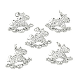Colgantes de latón con microengaste de circonitas cúbicas de Shegrace, encantos del caballo, sin cadmio y níque y plomo, Claro