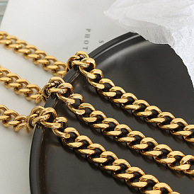 Industrial Style Chain Fashion Bracelet in Titanium Steel 18K Gold - Bold and Edgy