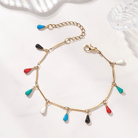 304 из нержавеющей стали шарм браслеты, браслеты из цепочек для женщин, слеза, с эмалевыми прелестями