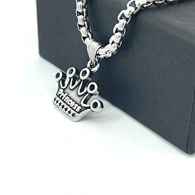 Подвеска из нержавеющей стали с короной унисекс панк винтажные ожерелья