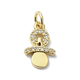 Brass Micro Pave Claer Cubic Zirconia Charms, with Jump Ring, Pacifiers Shape