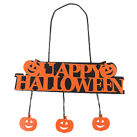 Word Happy Halloween with Pumpkin Welcome Sign Hanging Decoration, for Wall Door Window Hanging Decor