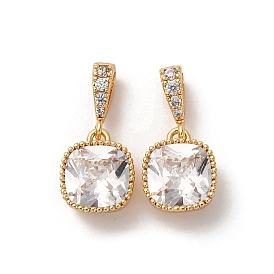 Латунные микро проложить кубического циркония подвески, без кадмия, без никеля и без свинца, квадратных амулеты