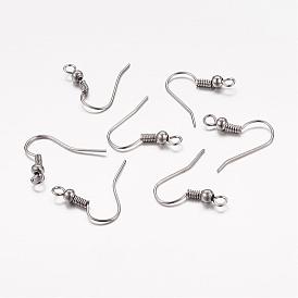  accessoires de bijoux, Crochets de boucles d'oreilles en fer, avec boucle horizontale, sans nickel