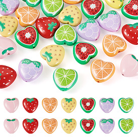 28 шт 7 стили непрозрачные акриловые бусины, сердце с фруктами