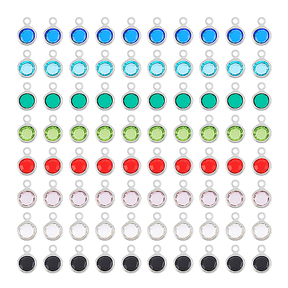 8 цвет 304 нержавеющая сталь со стеклянными подвесками, плоские круглые граненые