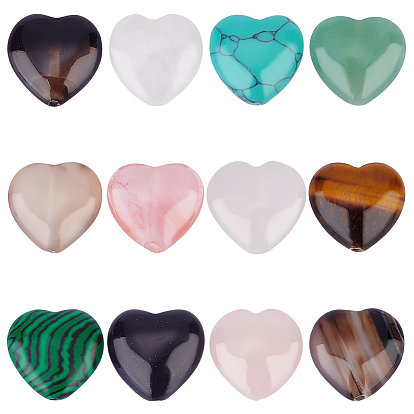 1 нити смешанных драгоценных камней бусины нити, сердце, смешанные окрашенные и неокрашенные