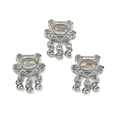 Подвески из натурального золота с рутилированным кварцем, с латунной фурнитурой , стойки покрытие, запирать