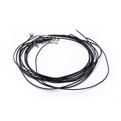 China Factory Imitation Leather Necklace Cord, Black, 1.5mm thick, 17.5  inch long 444.5x2mm in bulk online 
