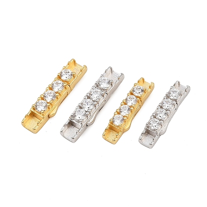 925 стержневые застежки из стерлингового серебра с микропаве и прозрачным фианитом, прямоугольные, плоское отверстие