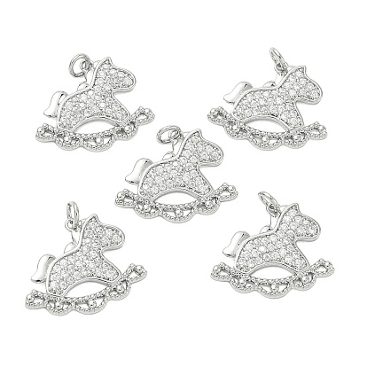 Colgantes de latón con microengaste de circonitas cúbicas de Shegrace, encantos del caballo, sin cadmio y níque y plomo, Claro