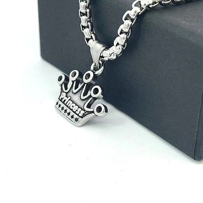 Подвеска из нержавеющей стали с короной унисекс панк винтажные ожерелья