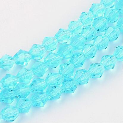 Transparent Glass Bead Strands, Faceted, Bicone