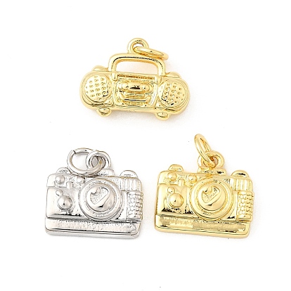 Латунные подвески, камера/радио, долговечный, без свинца и без кадмия, стойки покрытие, с целью перехода в кольце