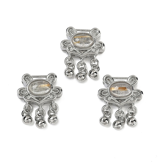 Подвески из натурального золота с рутилированным кварцем, с латунной фурнитурой , стойки покрытие, запирать