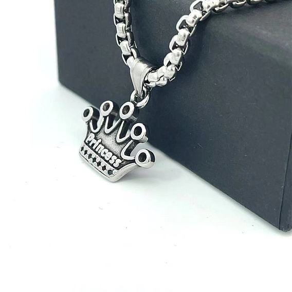 Подвеска из нержавеющей стали с короной унисекс панк винтажные ожерелья