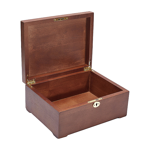 Wood Trinket Storage Boxes, with Alloy Findings, Rectangle