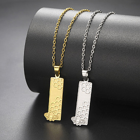 304 Colliers rectangulaires en acier inoxydable avec pendentif abeille