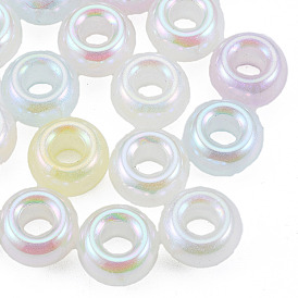 Plating Acrylic European Beads, Big Beads, Pearlized, Round Ring