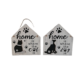 Wood Door Wall Hanging Decorations, House with Dog/Cat